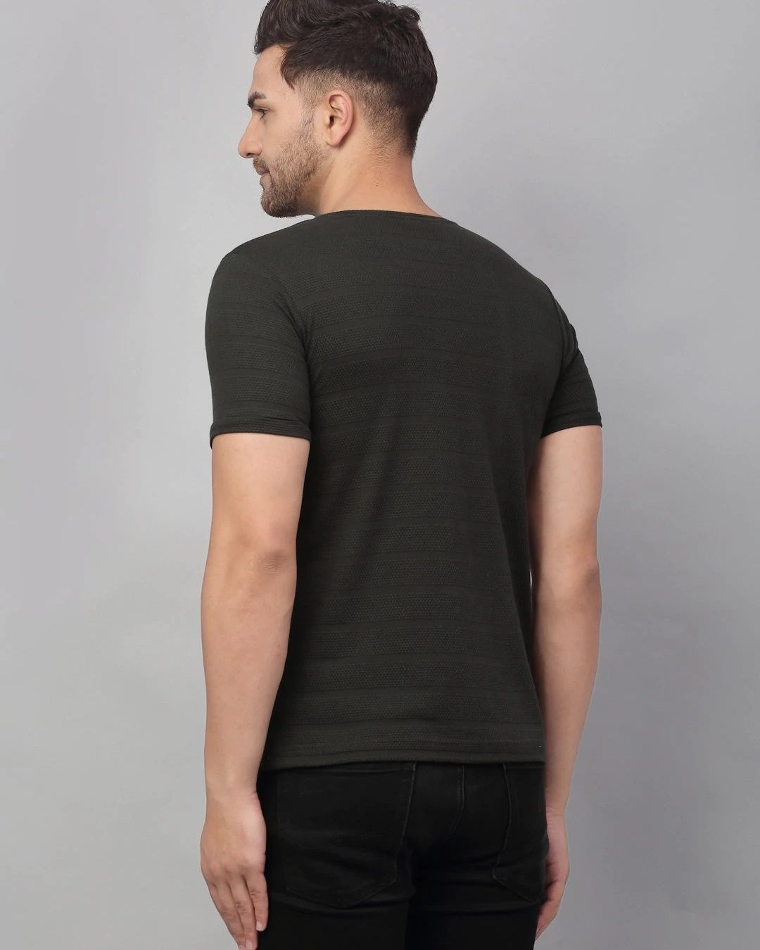 Shop Men's Grey Slim Fit T-shirt-Back