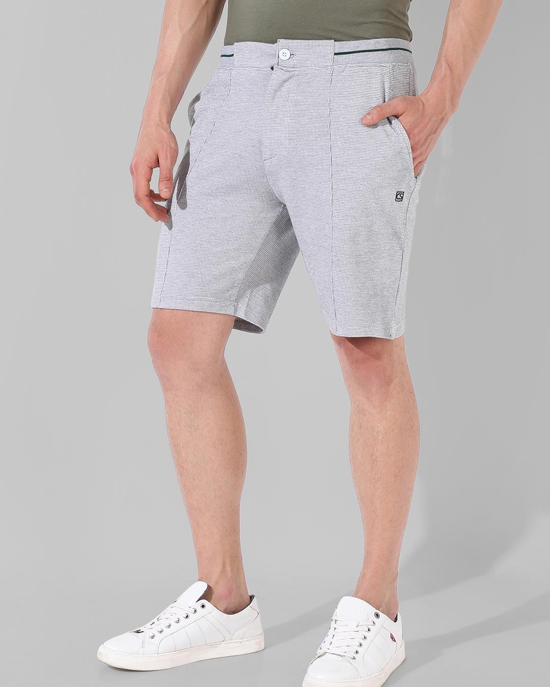 Shop Men's Grey Self Designed Shorts-Back