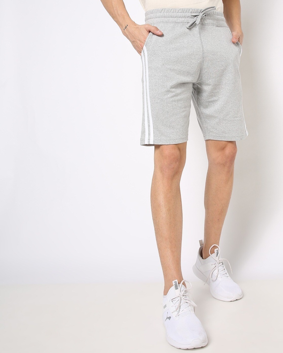 Buy Men's Grey Side Striped Shorts for Men Grey Online at Bewakoof