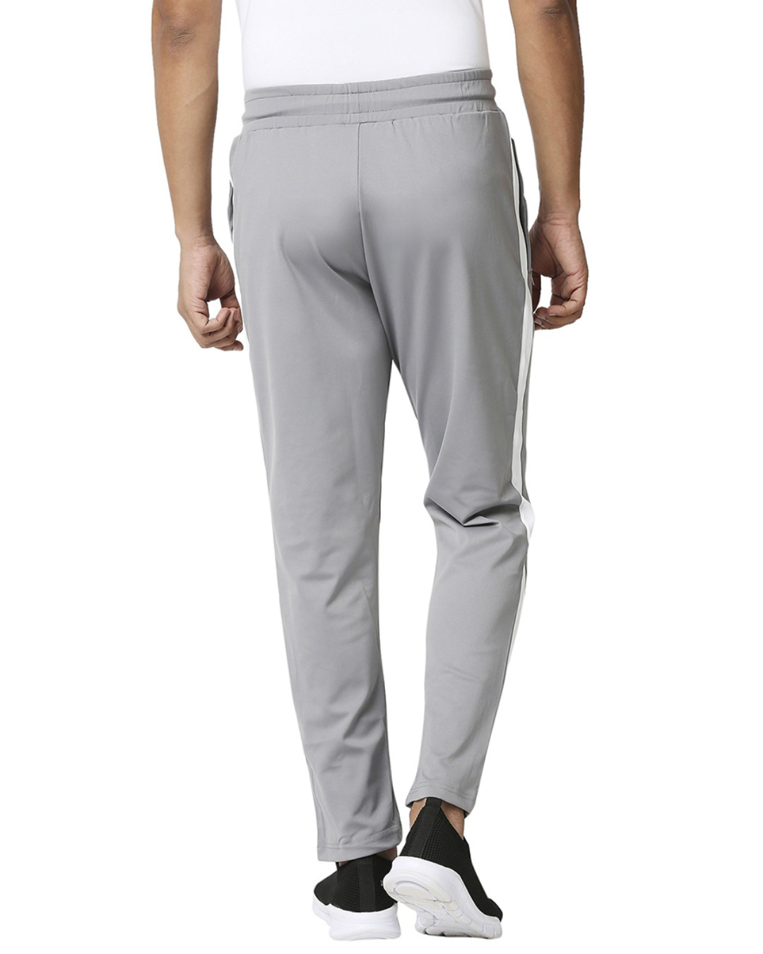 Shop Men's Grey Side Striped Slim Fit Track Pants-Back