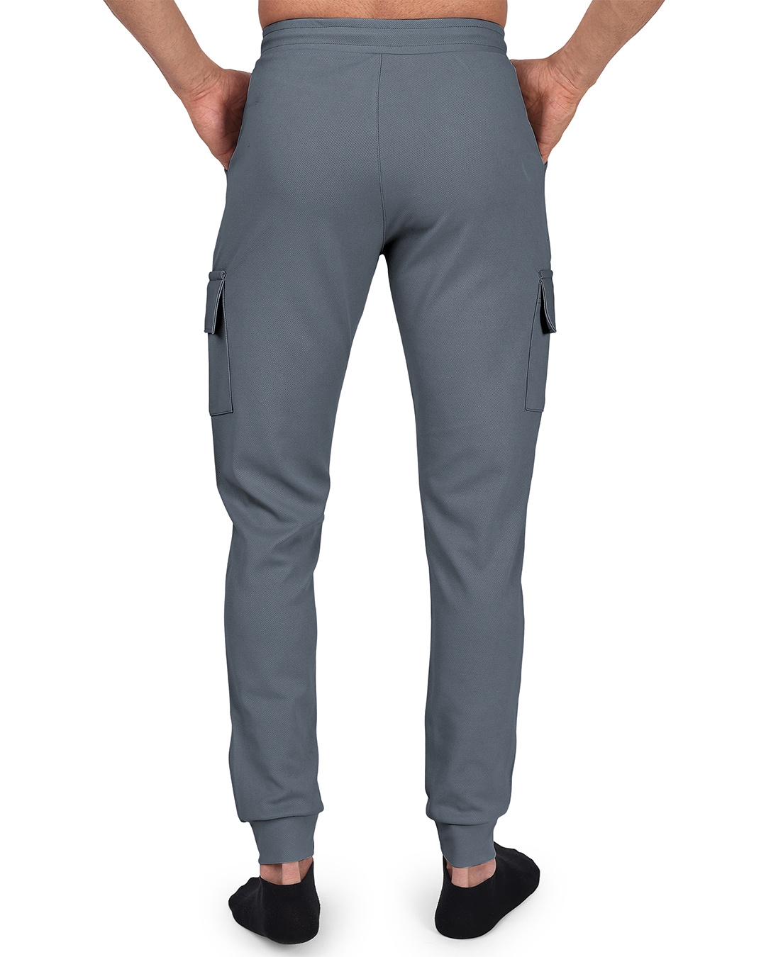 Shop Men's Grey Slim Fit Cargo Joggers-Back