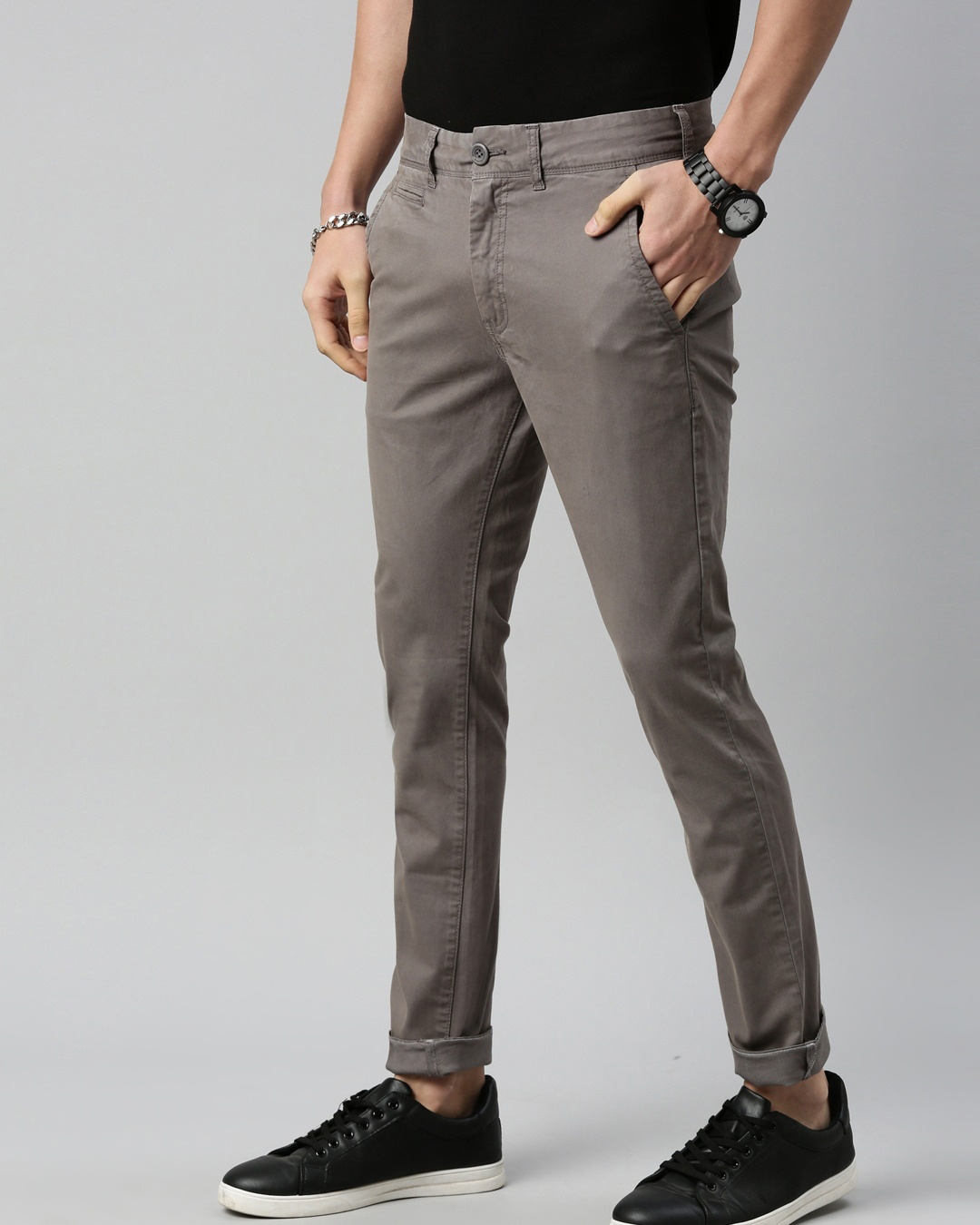 Shop Men's Grey Slim Fit Chinos-Back