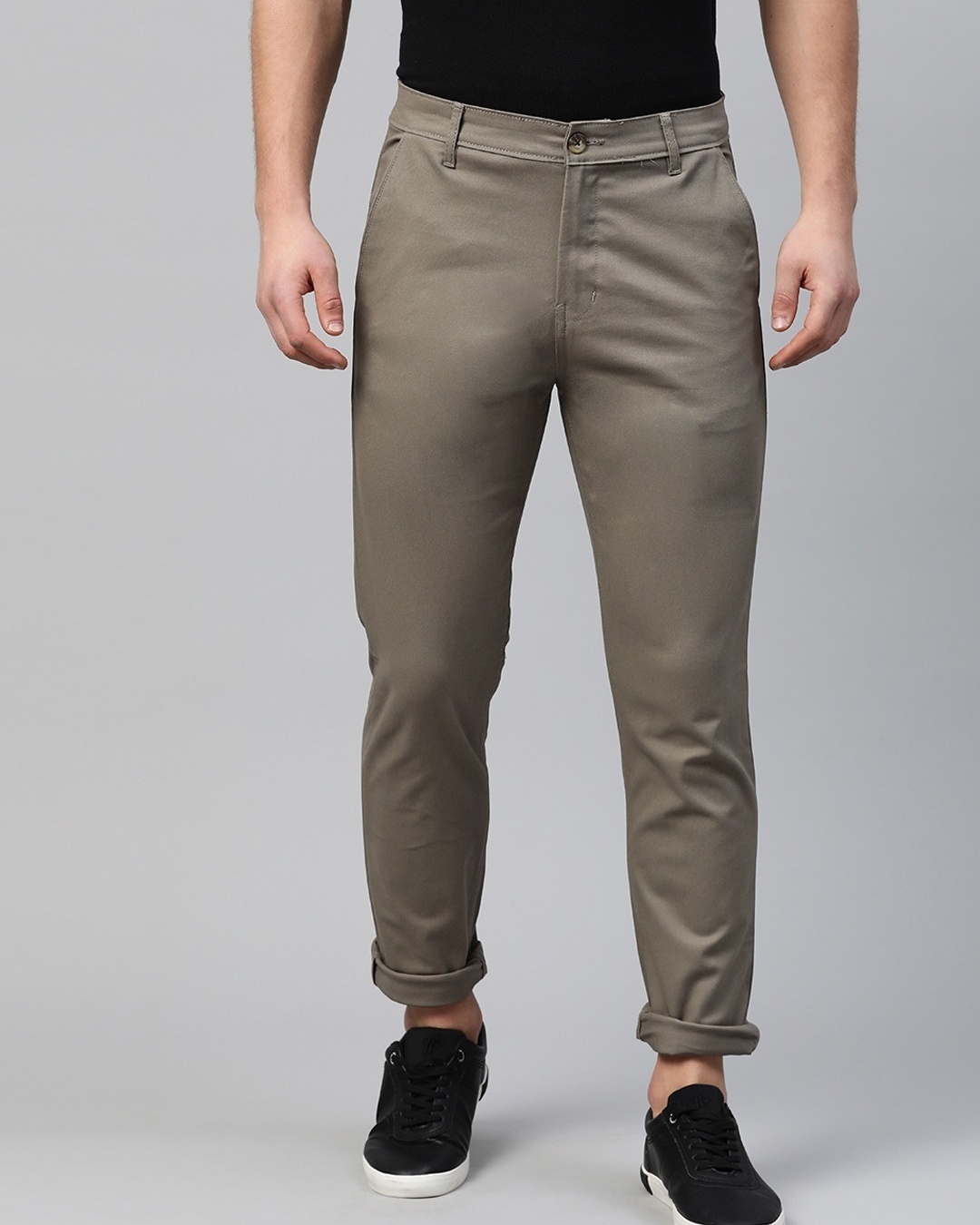 Buy Men's Grey Slim Fit Chinos Online at Bewakoof