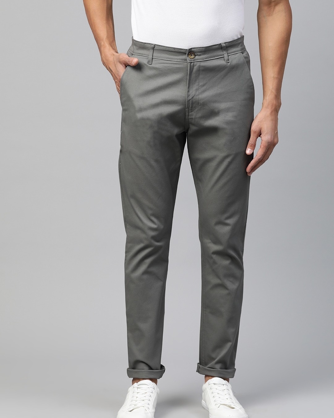 Buy Men's Grey Slim Fit Chinos Online at Bewakoof