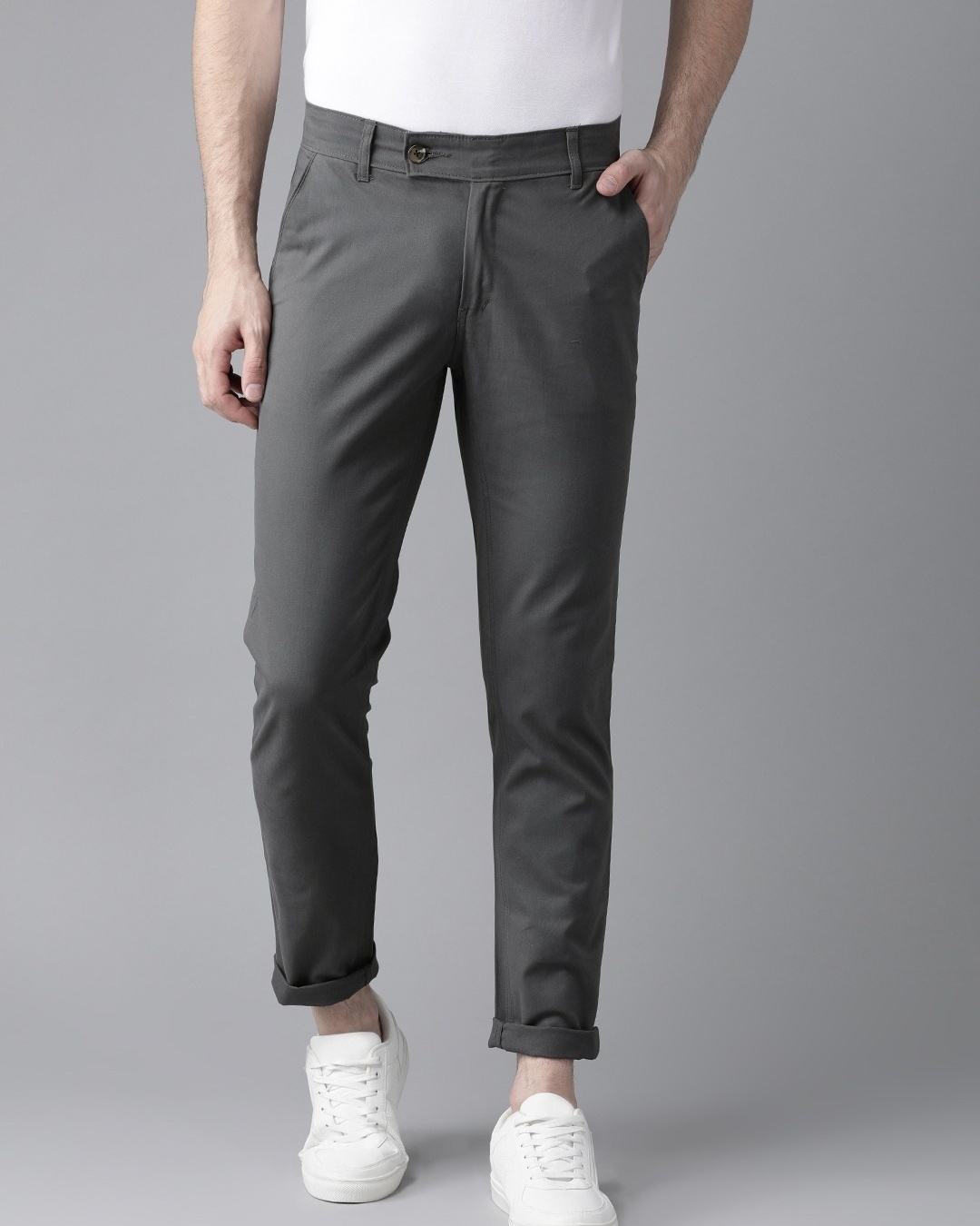 Buy Men's Grey Slim Fit Chinos Online at Bewakoof