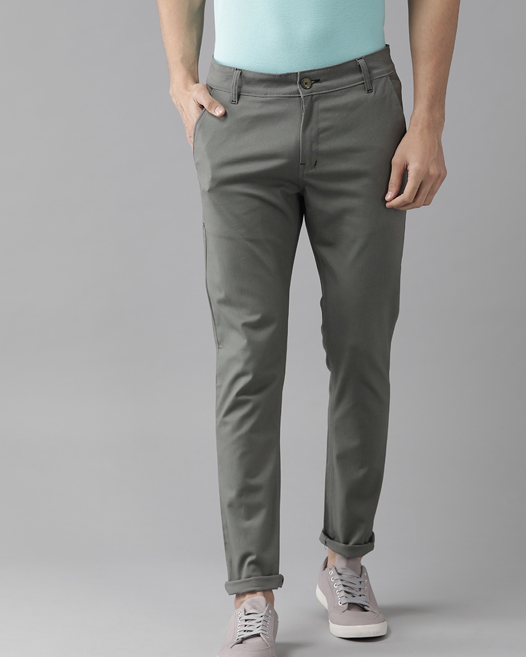 Buy Men's Grey Slim Fit Chinos for Men Grey Online at Bewakoof