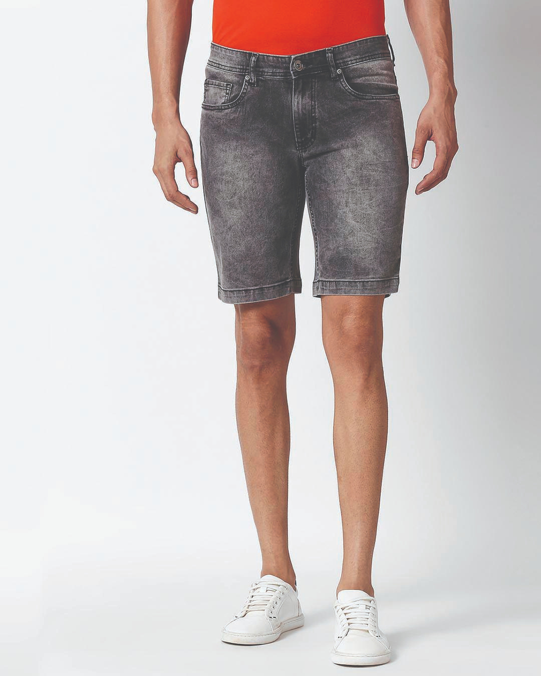 Buy Men's Grey Slim Fit Faded Denim Shorts for Men Grey Online at Bewakoof