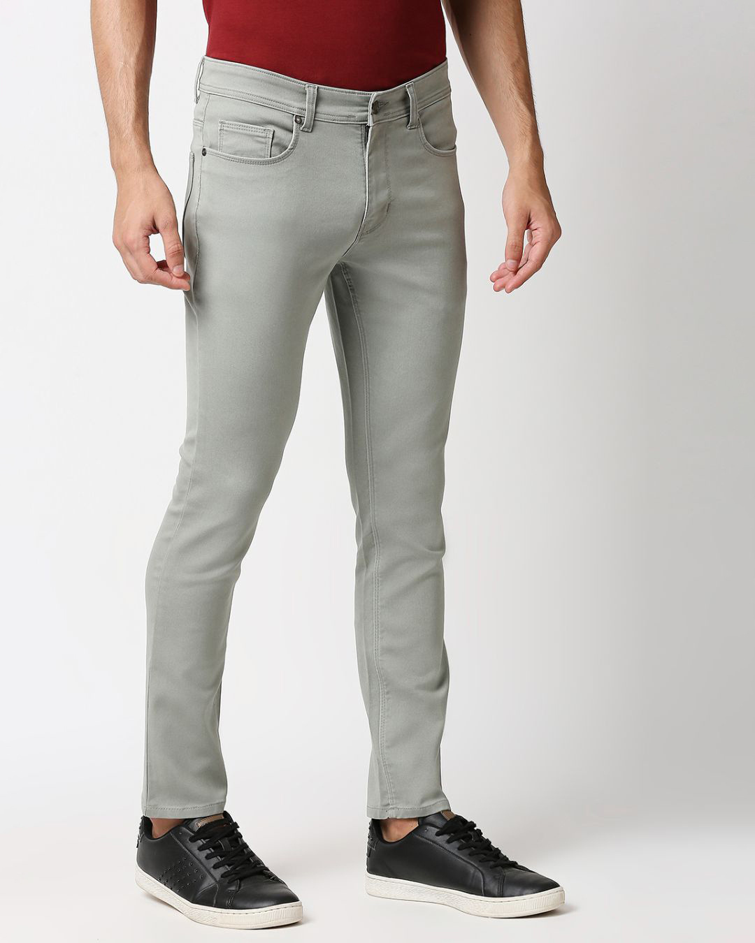 Shop Men's Grey Slim Fit Jeans-Back