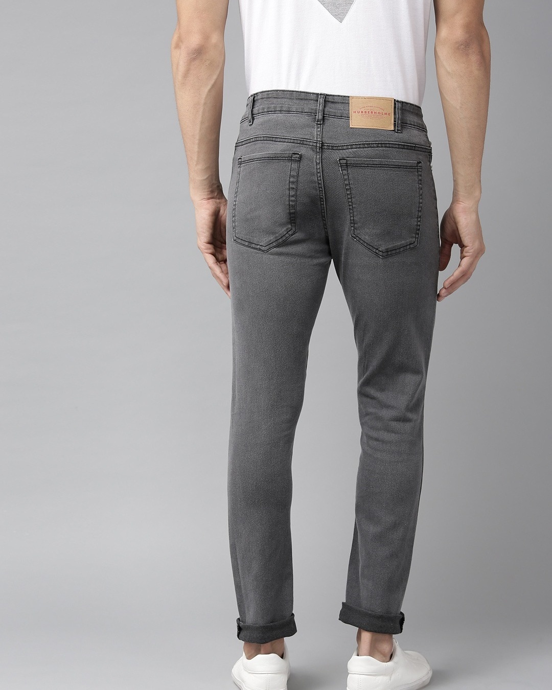 Shop Men's Grey Slim Fit Jeans-Back