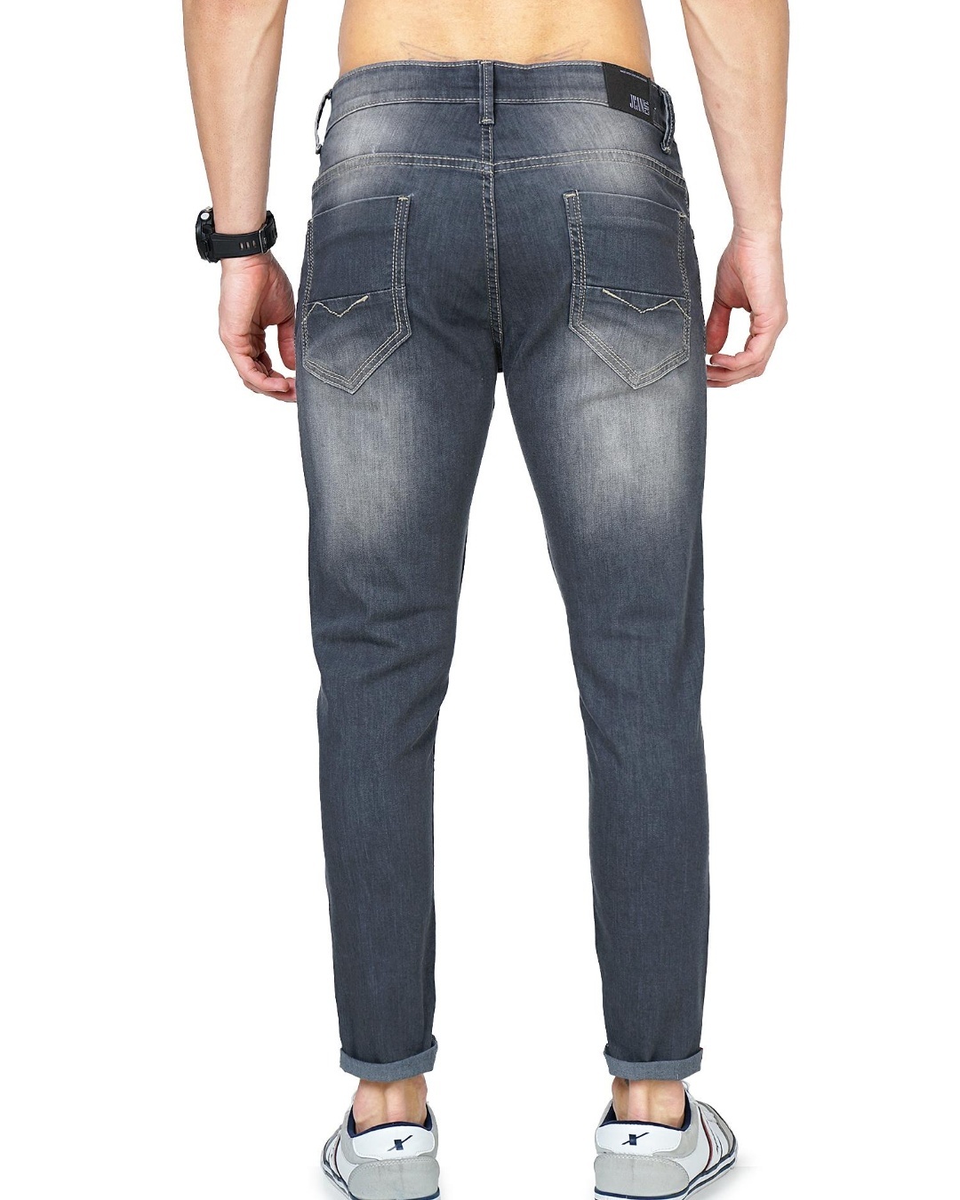 Shop Men's Grey Slim Fit Jeans-Back