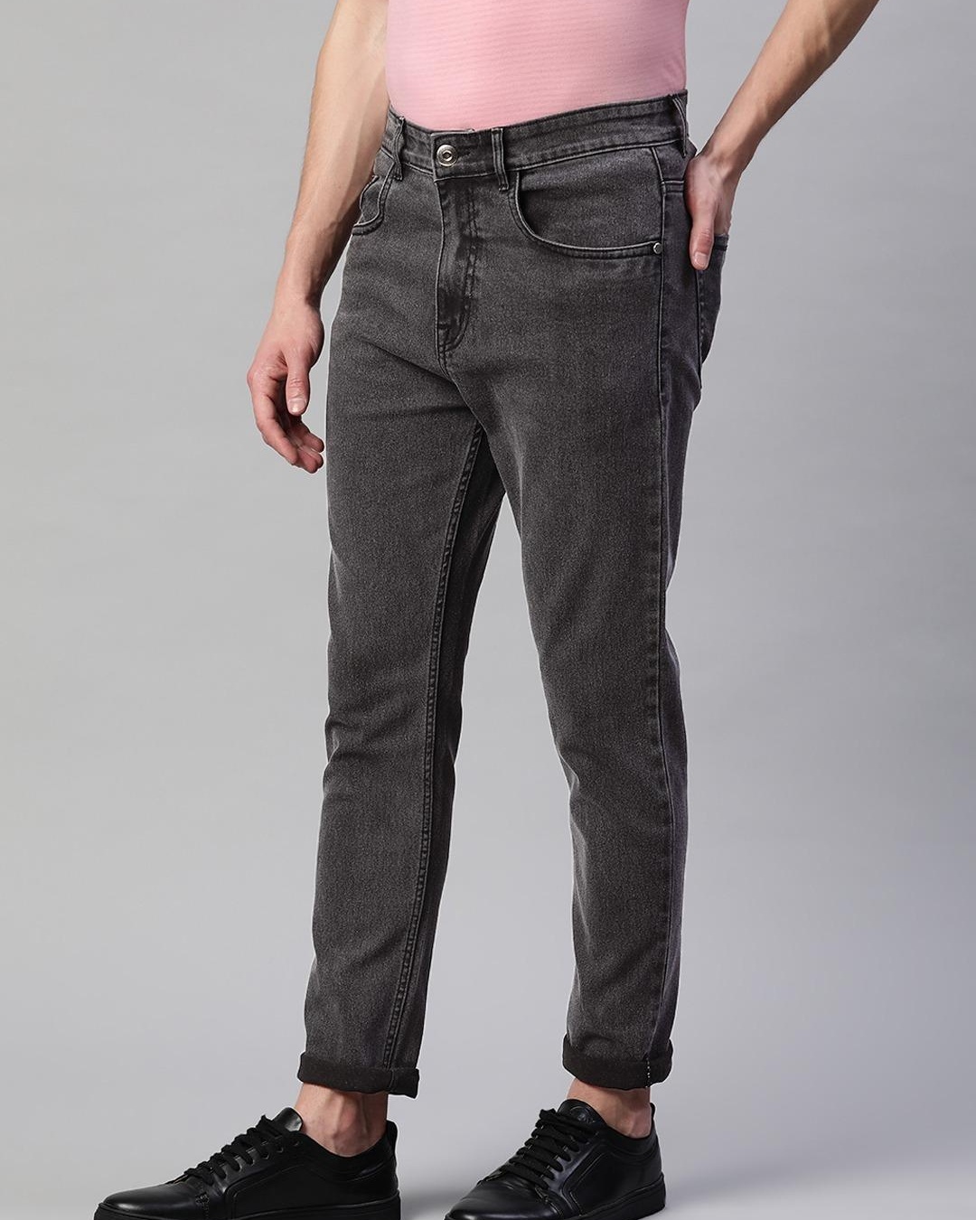 Shop Men's Grey Slim Fit Jeans-Back