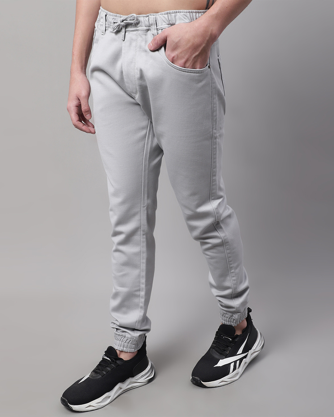 Shop Men's Grey Slim Fit Jogger Jeans-Back