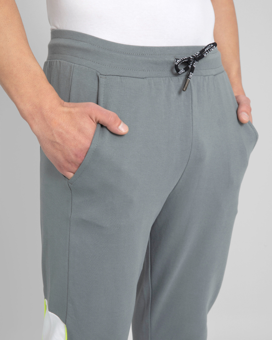 Shop Men's Grey Slim Fit Joggers-Back