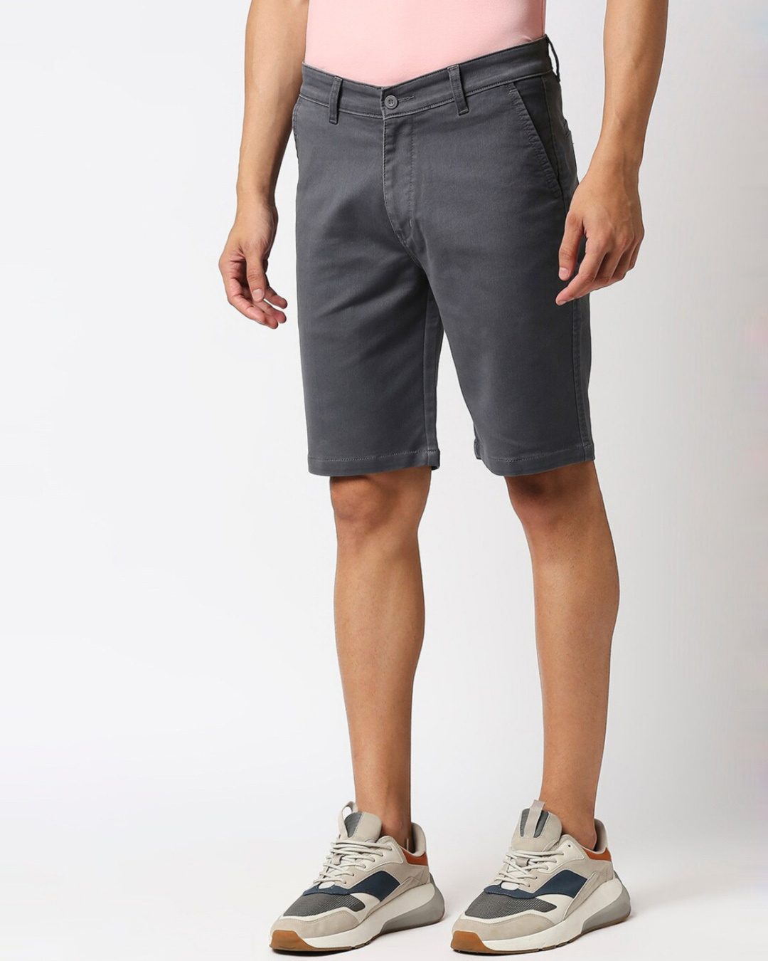 Shop Men's Grey Slim Fit Shorts-Back