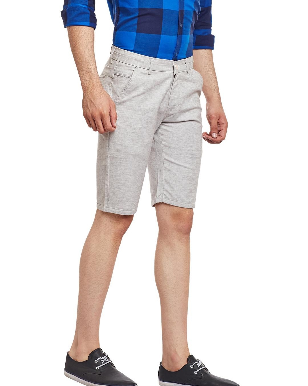 Shop Men's Grey Slim Fit Shorts-Back