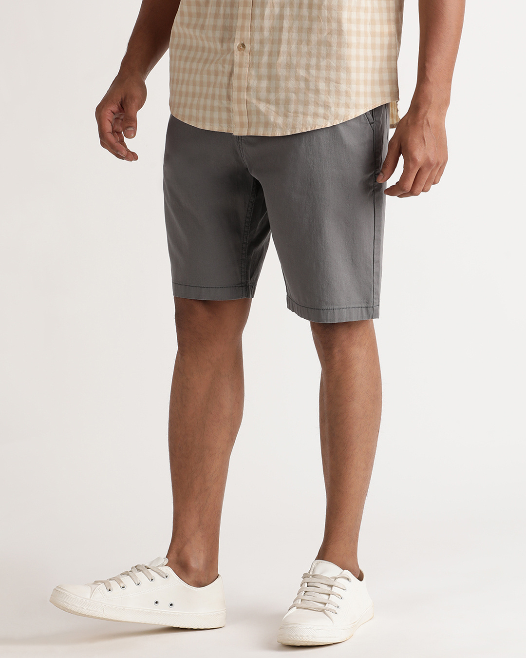 Shop Men's Grey Slim Fit Shorts-Back