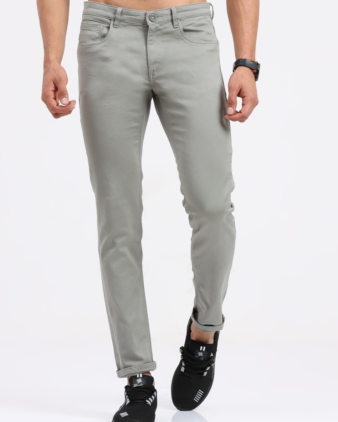 Buy Men's Grey Slim Fit Trousers Online at Bewakoof