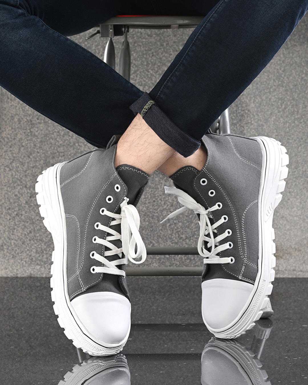 Shop Men's Grey Sneakers-Back