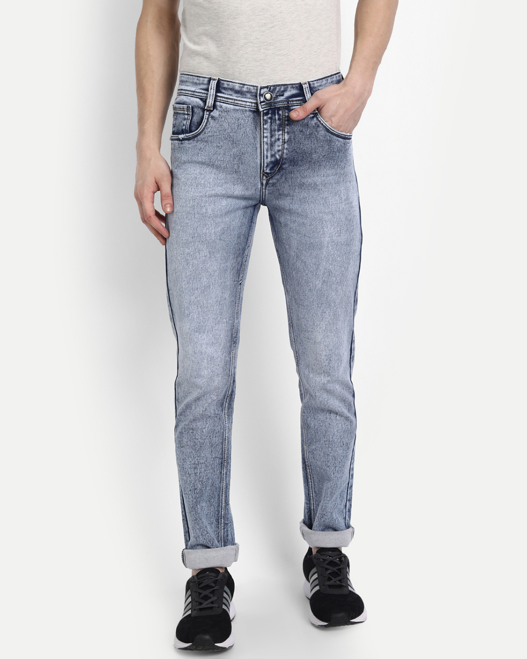 Buy Men's Grey Solid Slim Fit Denim Jeans for Men Grey Online at Bewakoof