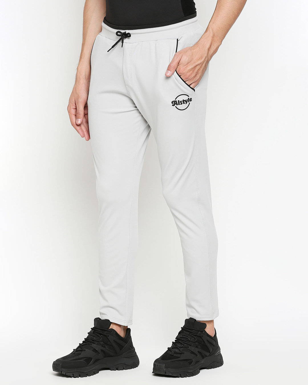 Shop Men's Grey Solid Regular Fit Track Pants-Back