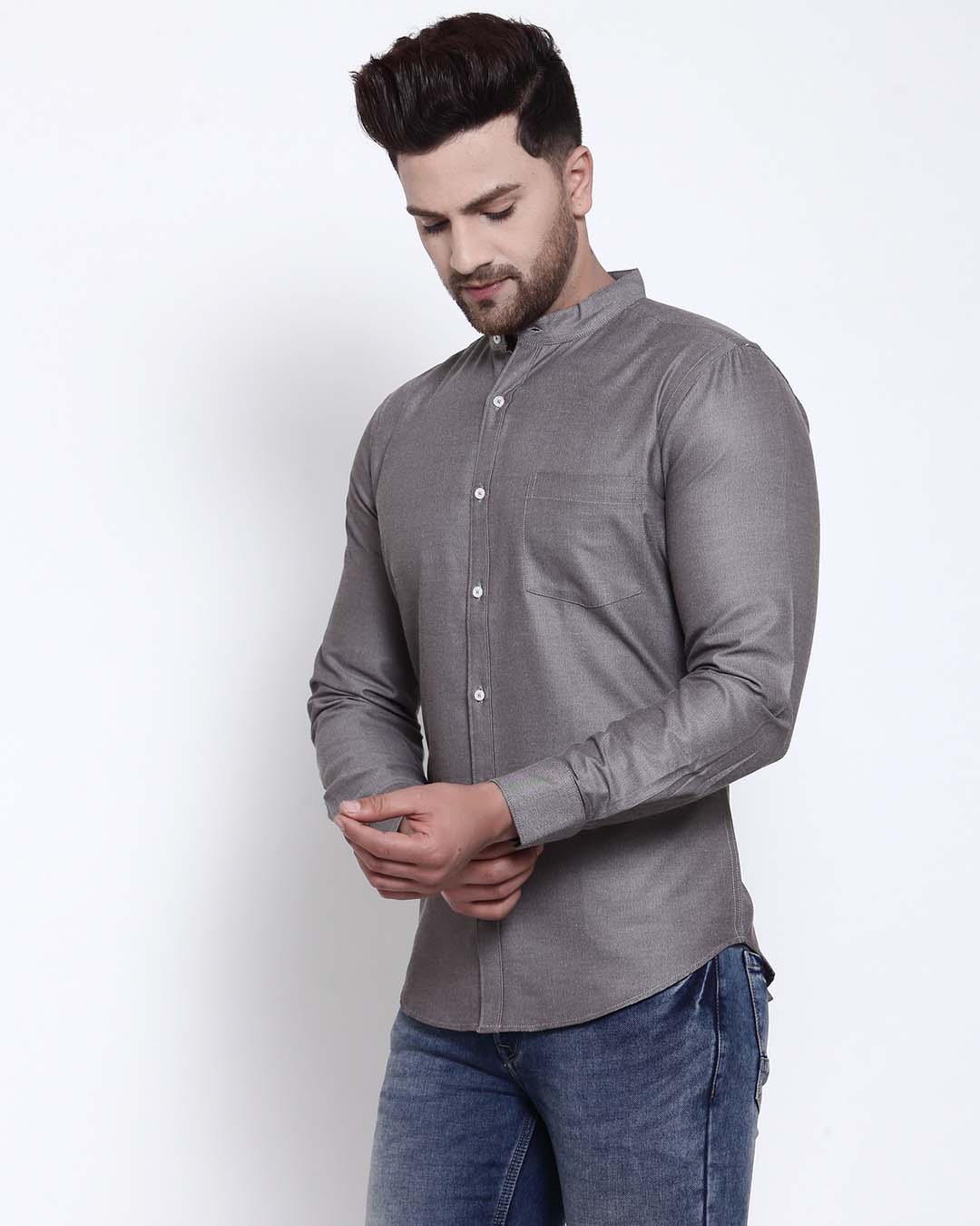 Shop Men's Grey Solid Shirt-Back