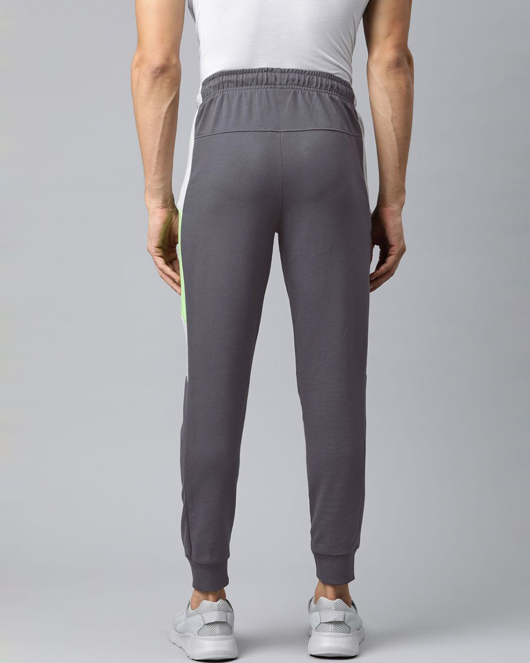 Shop Men's Grey Solid Slim Fit Joggers-Back