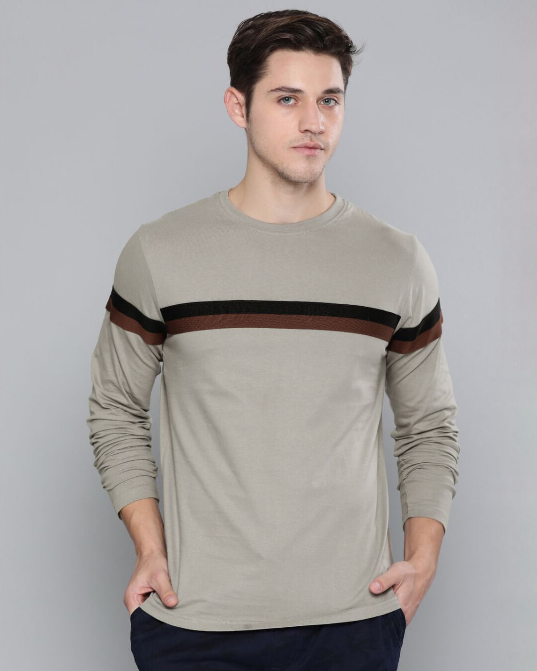 Buy Men's Grey Slim Fit Tshirt Online at Bewakoof