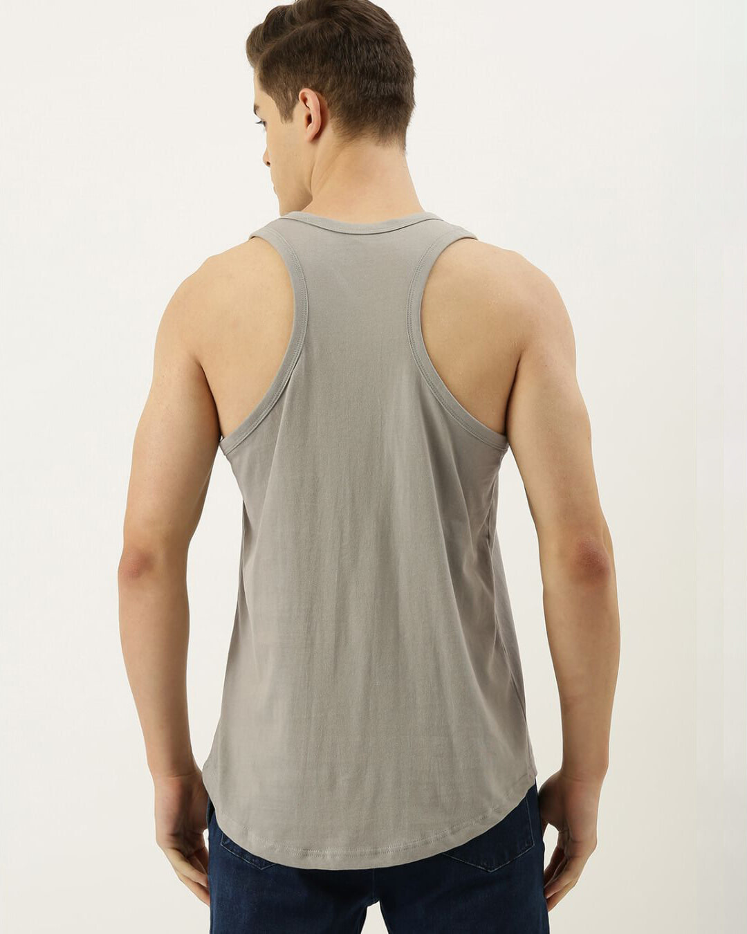 Shop Men's Grey Slim Fit Vest-Back