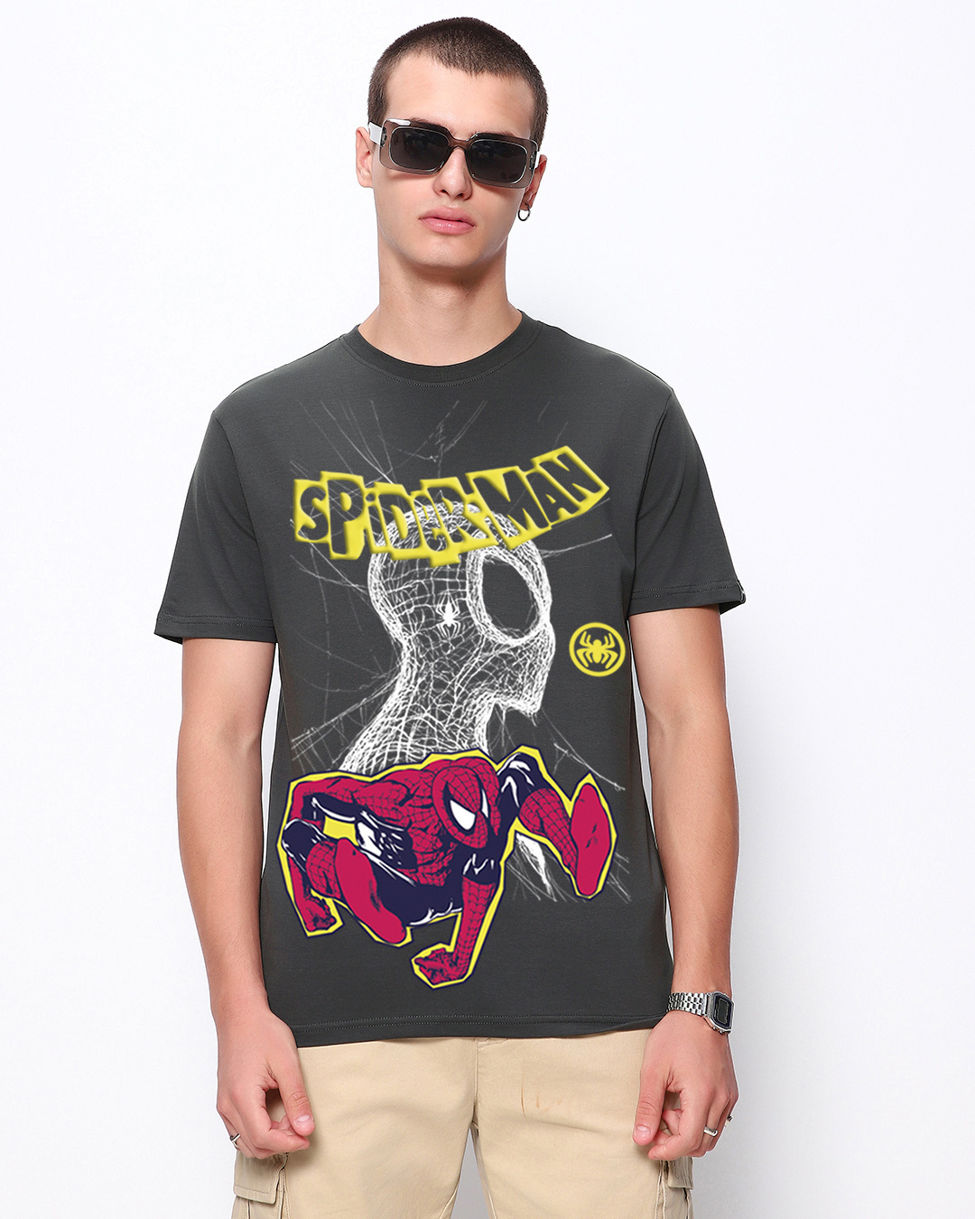 Buy Men's Grey Spider Sense Graphic Printed T-shirt Online at Bewakoof