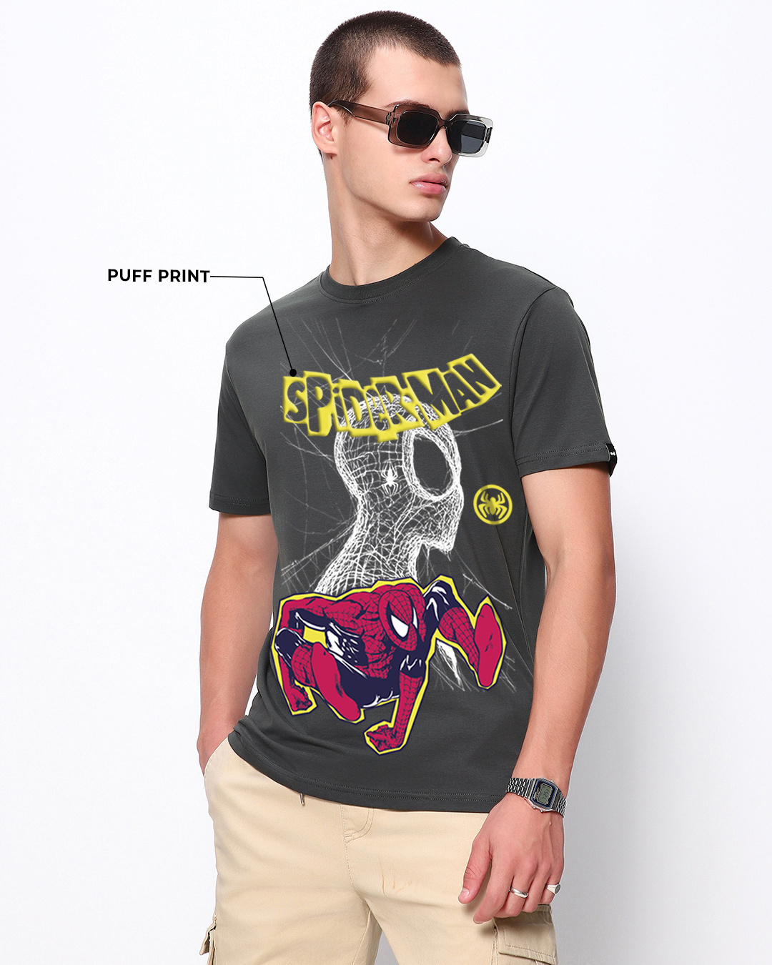 Shop Men's Grey Spider Sense Graphic Printed T-shirt-Back