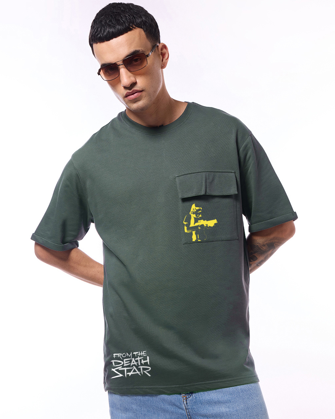 Shop Men's Grey Storm Trooper Graphic Printed Oversized T-shirt-Back