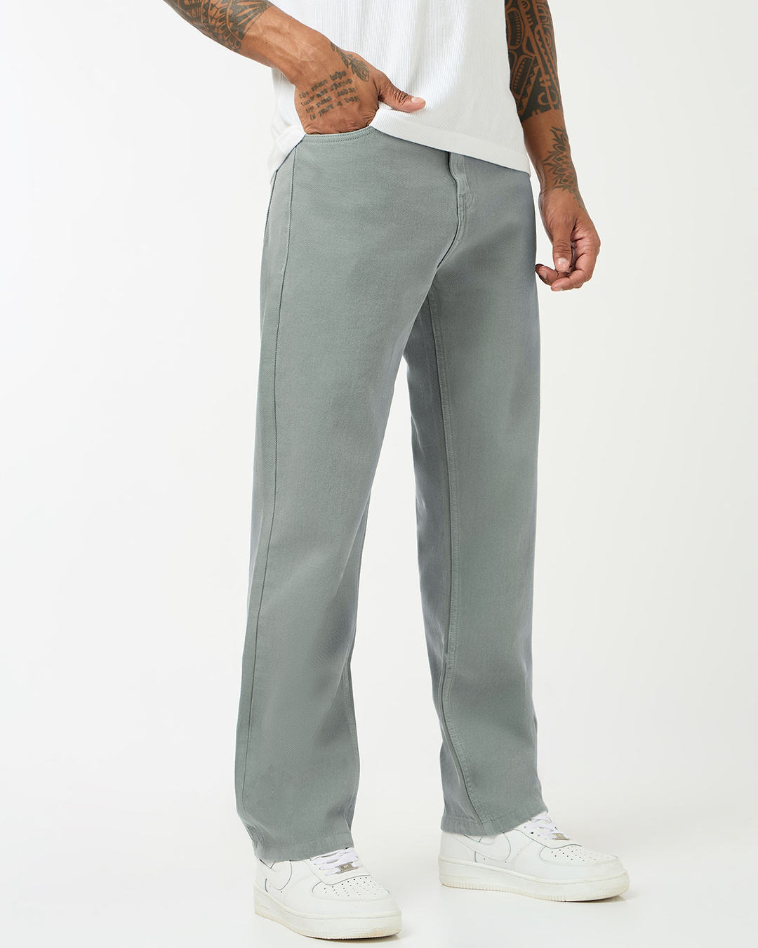 Shop Men's Grey Straight Fit Mid-Rise Jeans-Back
