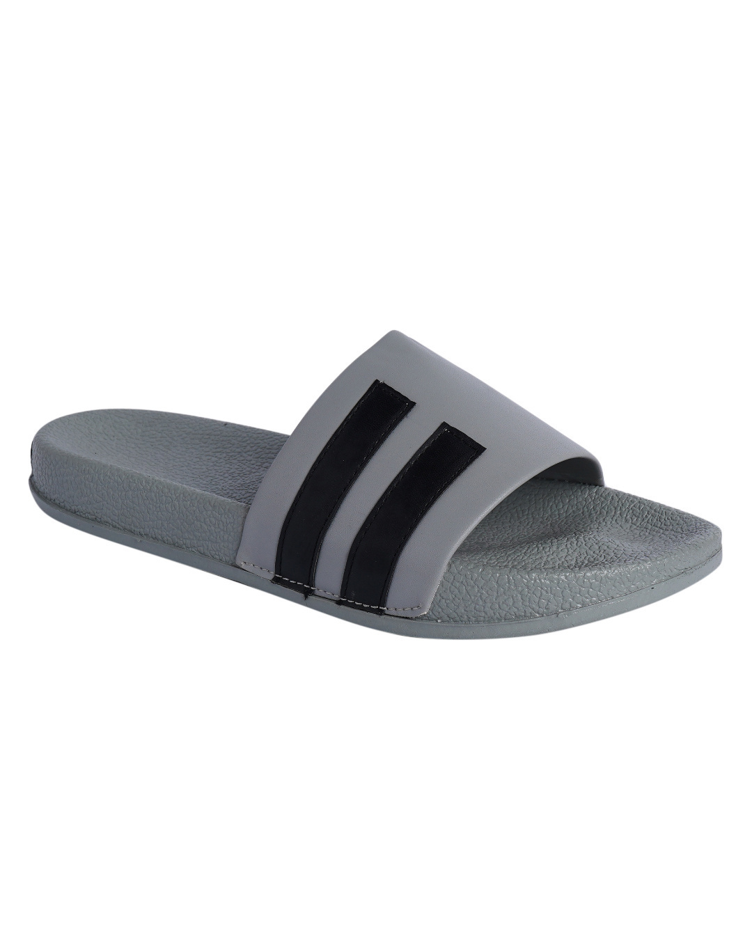 Shop Men's Grey Striped Sliders-Back