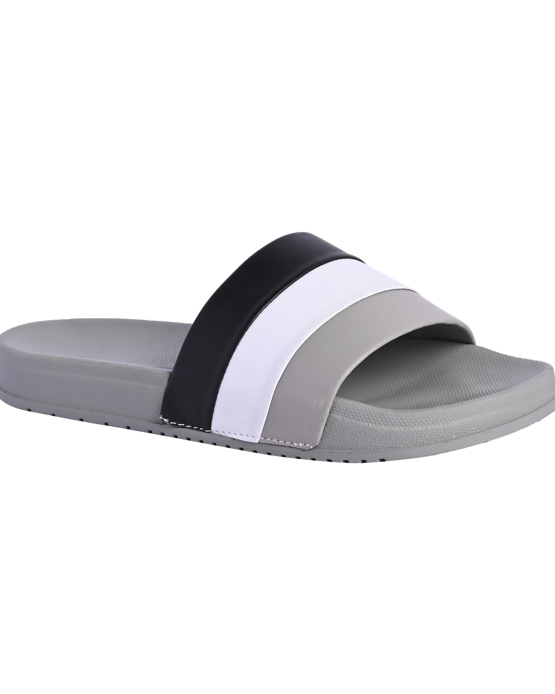 Shop Men's Grey Striped Sliders-Back