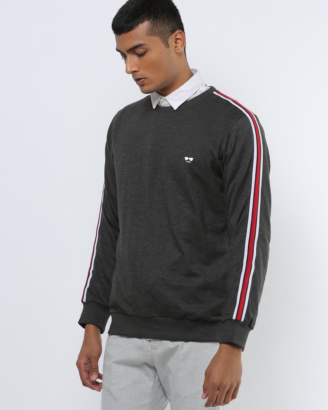 Buy Men's Grey Striped Sweatshirt for Men Grey Online at Bewakoof