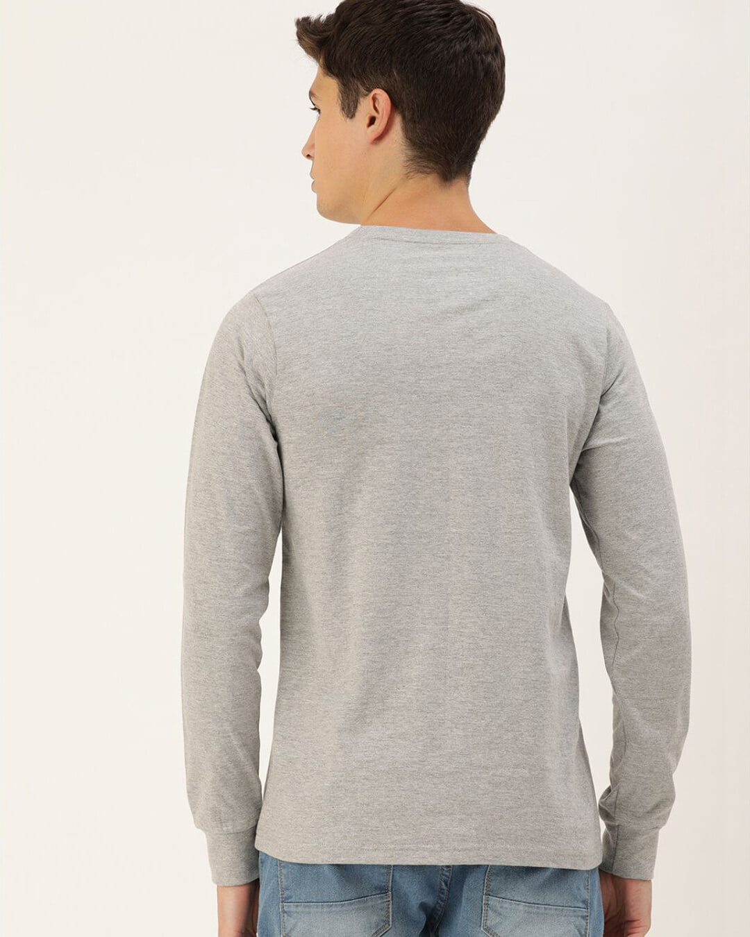 Shop Men's Grey Striped Slim Fit T-shirt-Back