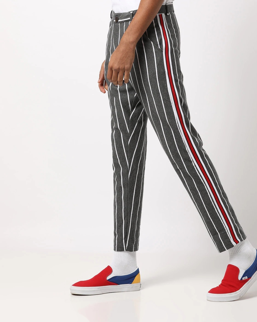 striped chinos