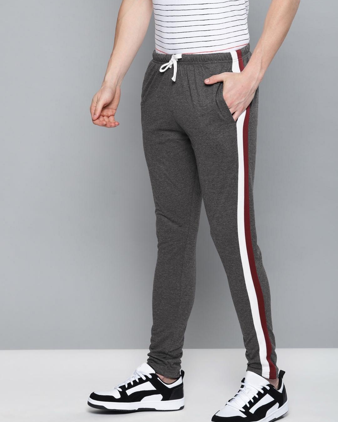 Buy Men's Grey Striped Track Pants for Men Grey Online at Bewakoof