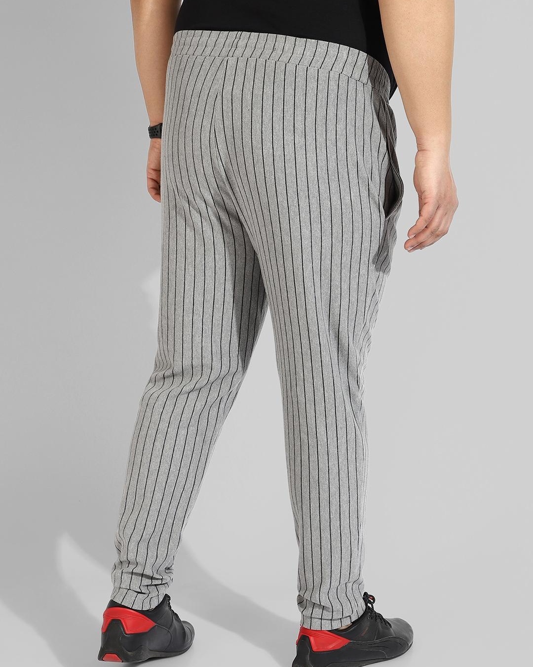 Shop Men's Grey Striped Track Pants-Back