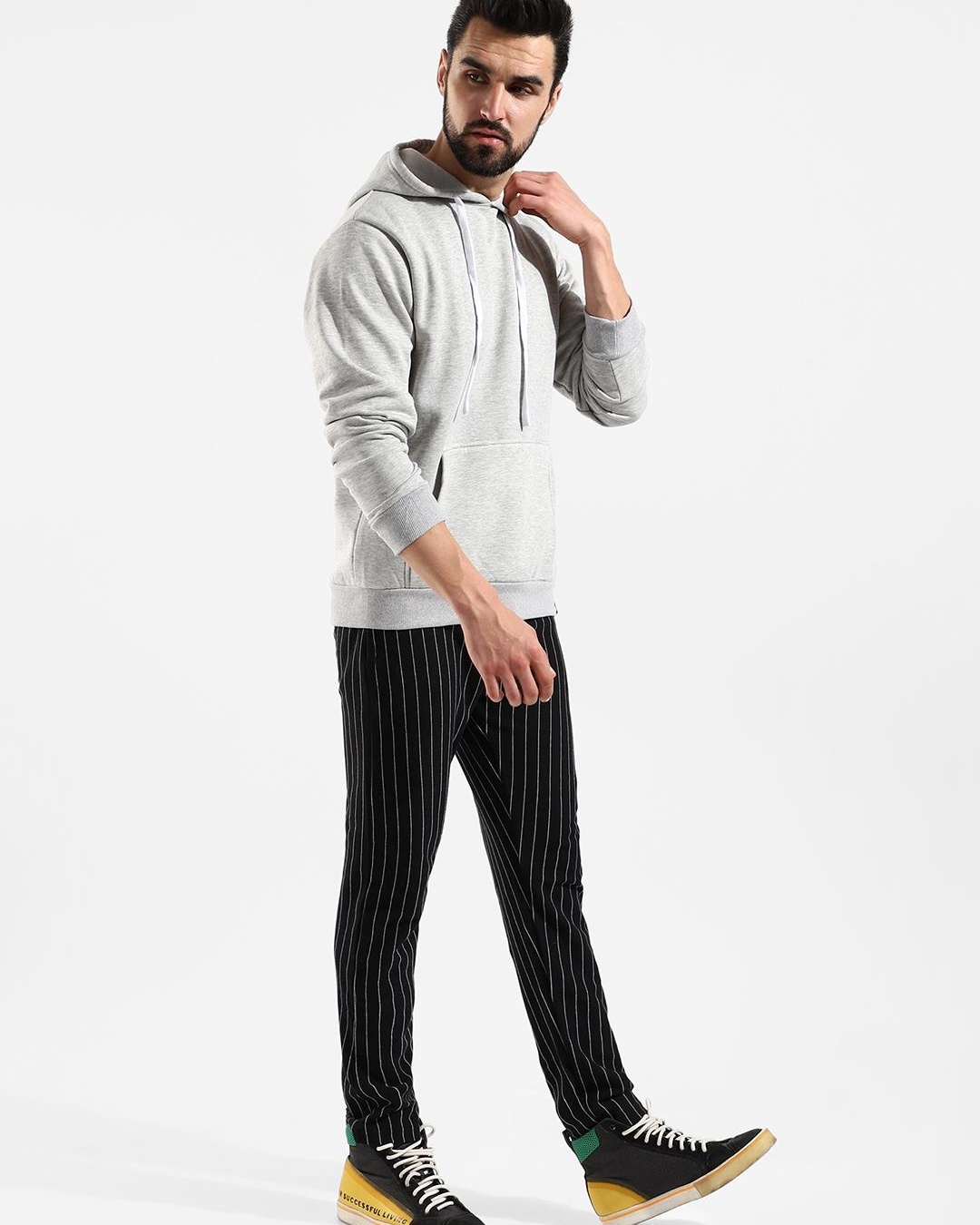 Shop Men's Grey Striped Tracksuit-Back