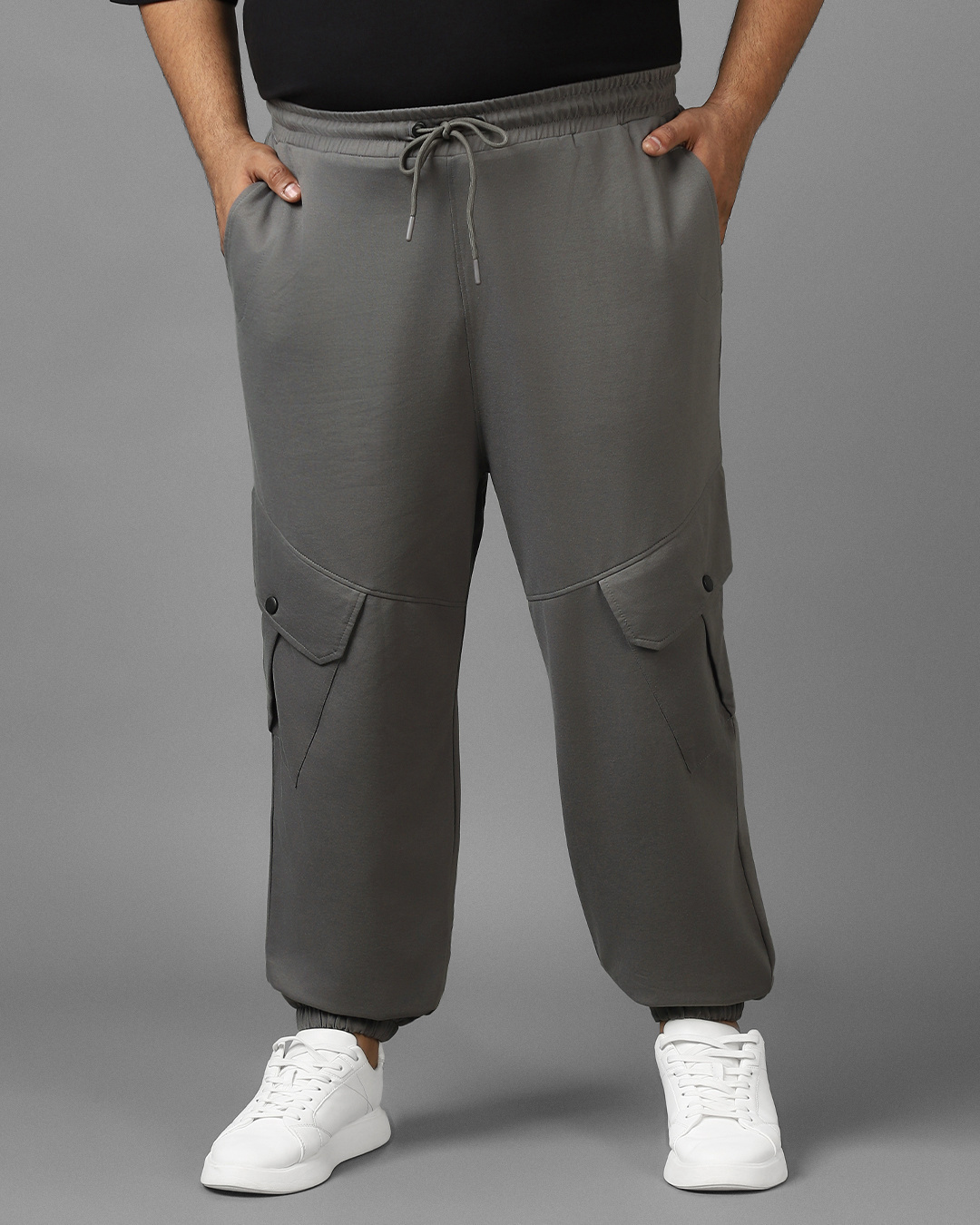 Buy Men S Grey Super Loose Fit Plus Size Cargo Joggers Online At Bewakoof