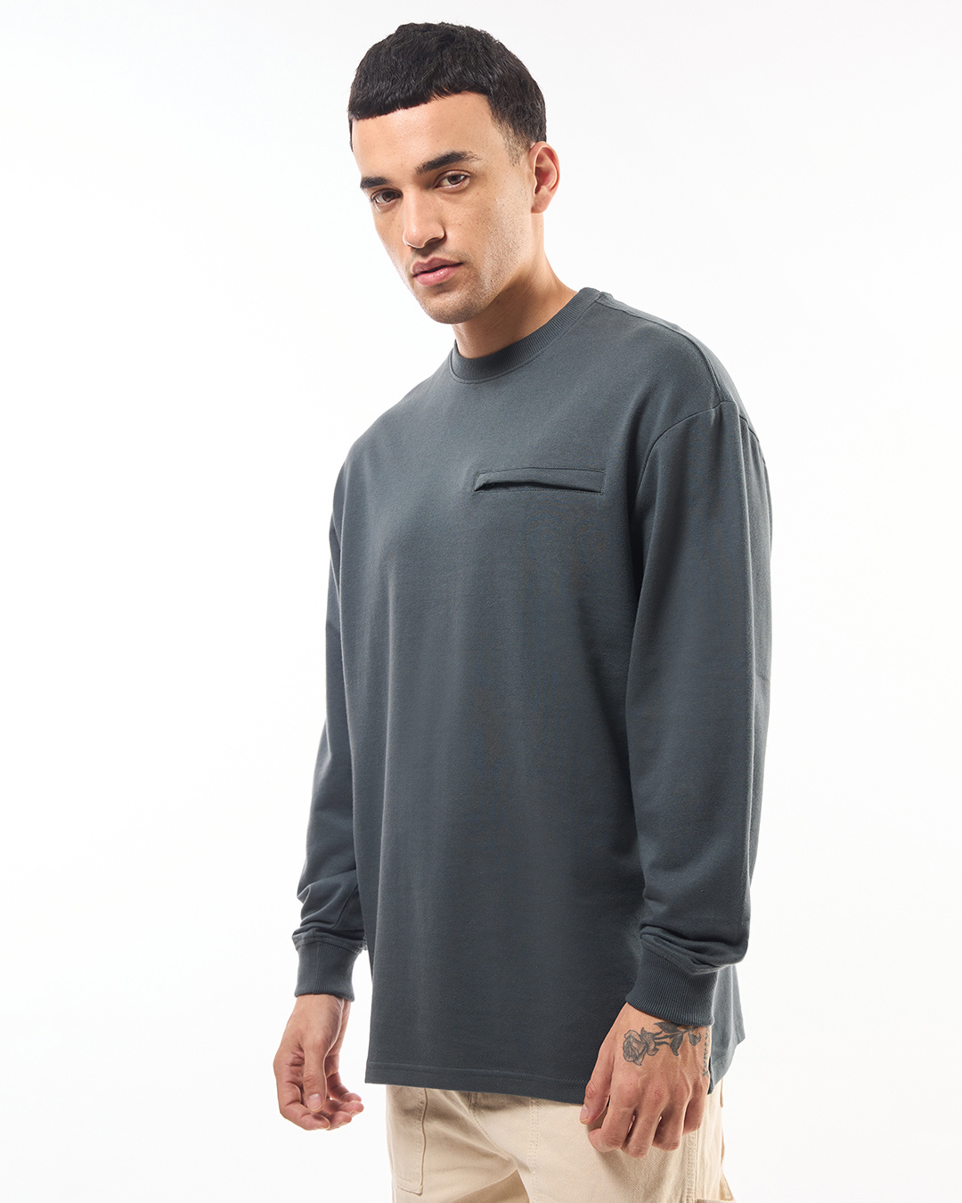 Shop Men's Grey Super Loose Fit T-shirt-Back