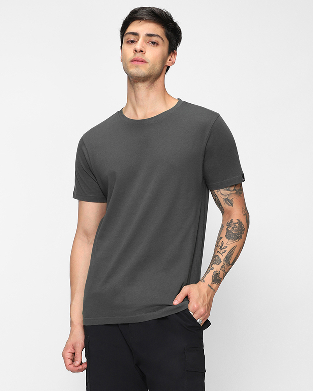 Buy Men's Grey T-shirt Online at Bewakoof
