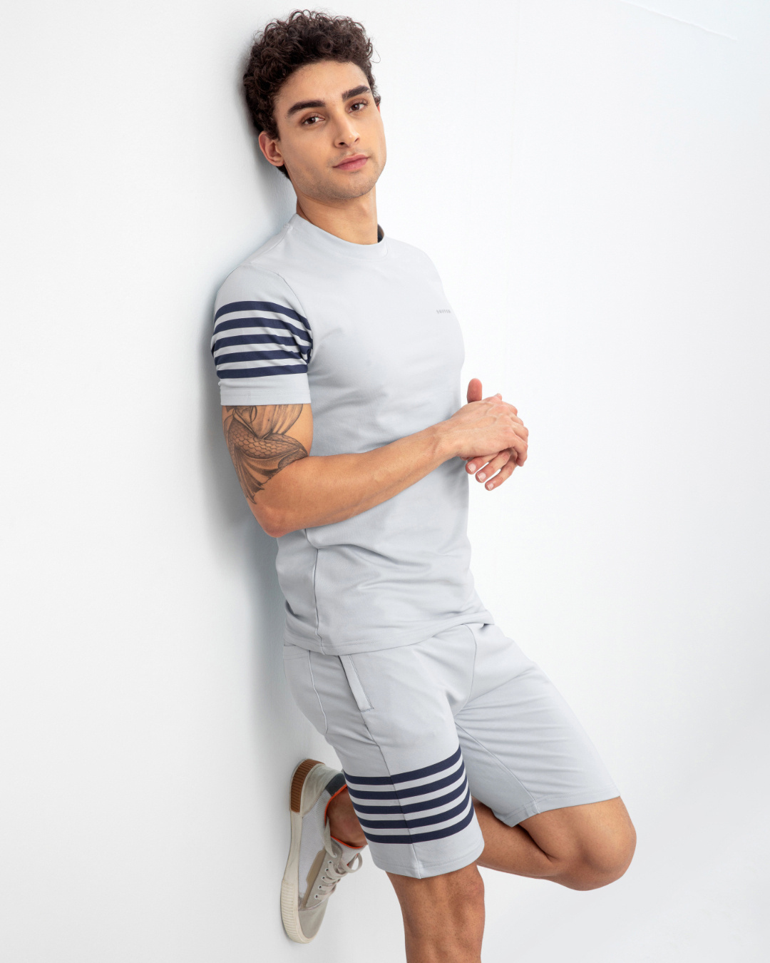 Shop Men's Grey T-Shirt & Shorts Set-Back