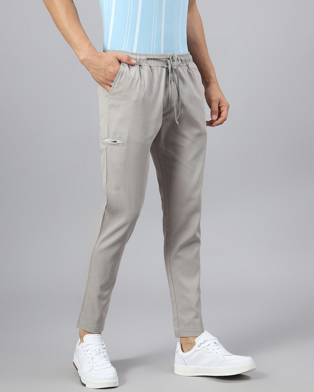 Shop Men's Grey Tapered Fit Chinos-Back