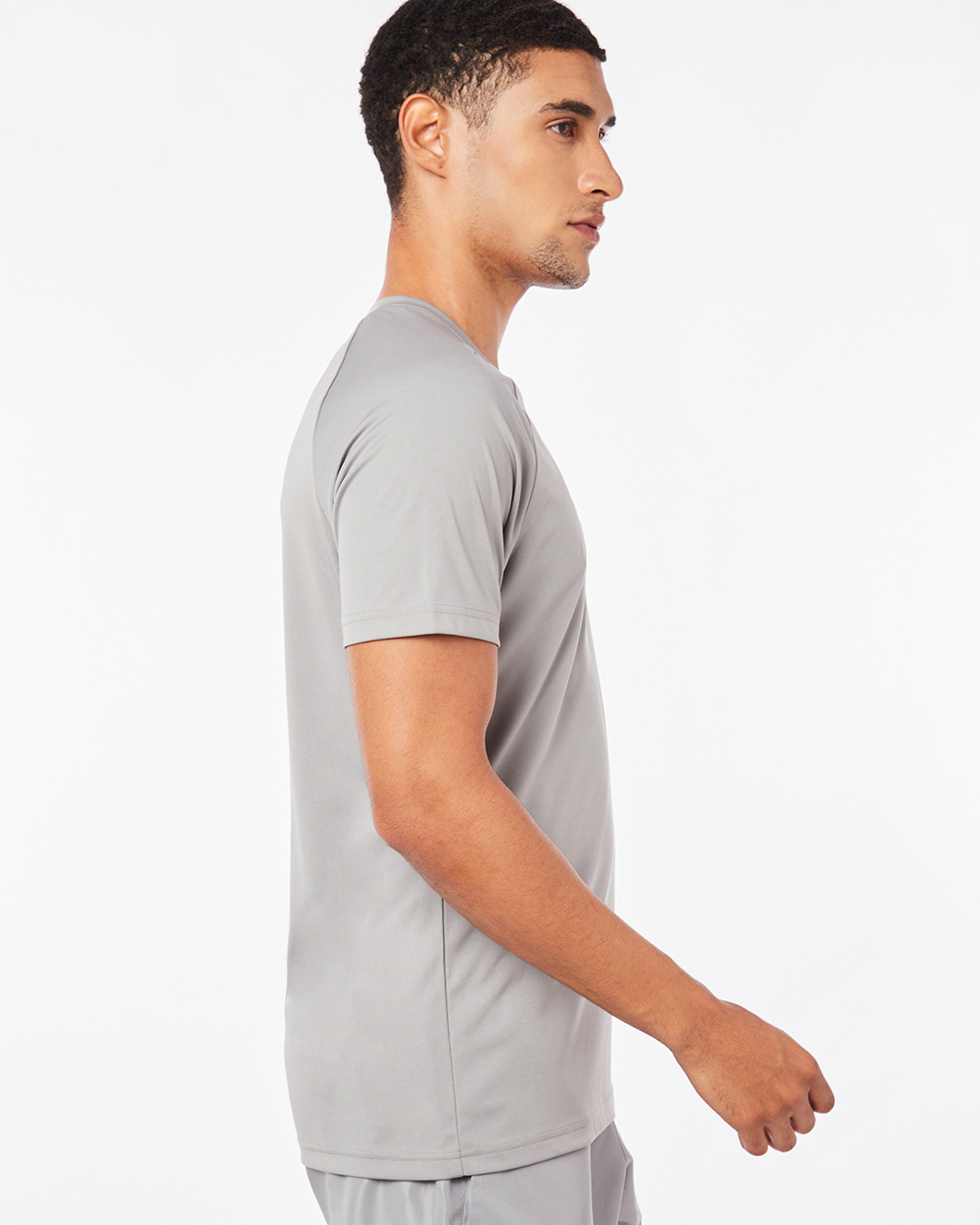 Shop Men's Grey Training Slim Fit T-shirt-Back