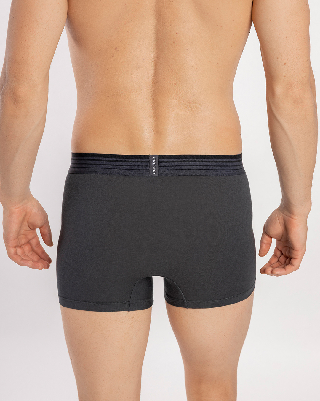 Shop Men's Grey Anti-Microbial Micro Modal Trunks-Back