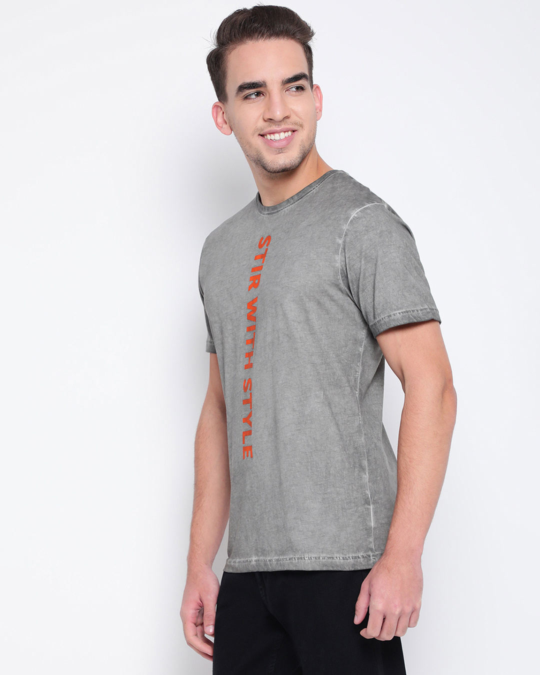 Shop Men's Grey Typography T-shirt-Back