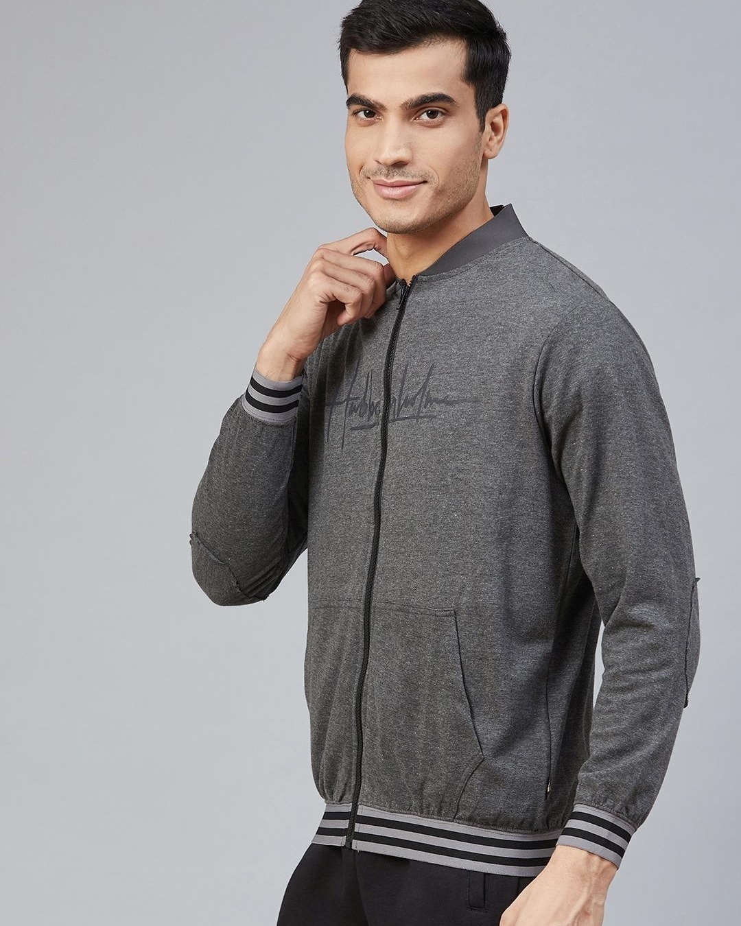 Shop Men's Grey Typography Jacket-Back