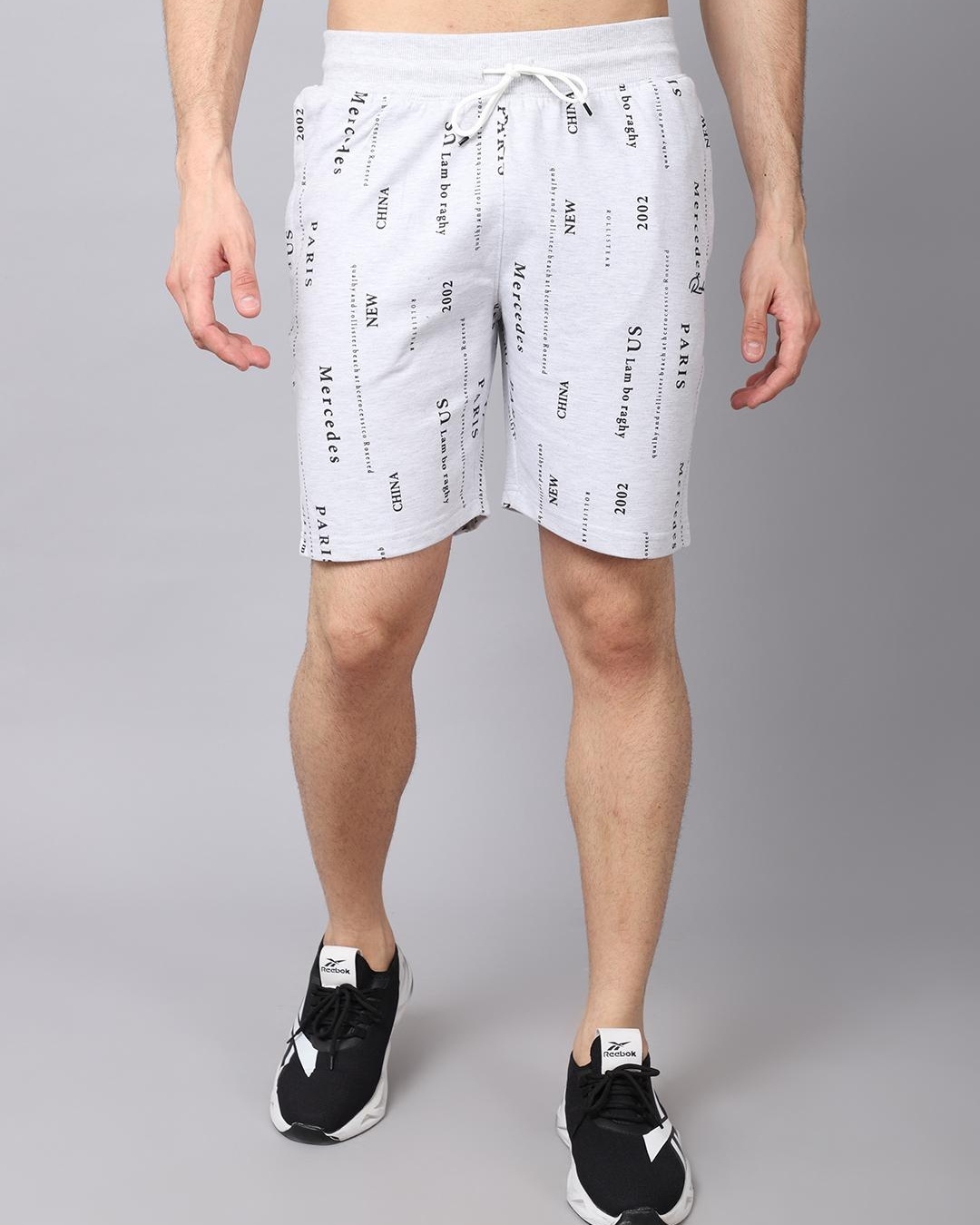 Buy Men's Grey Typography Slim Fit Shorts Online at Bewakoof